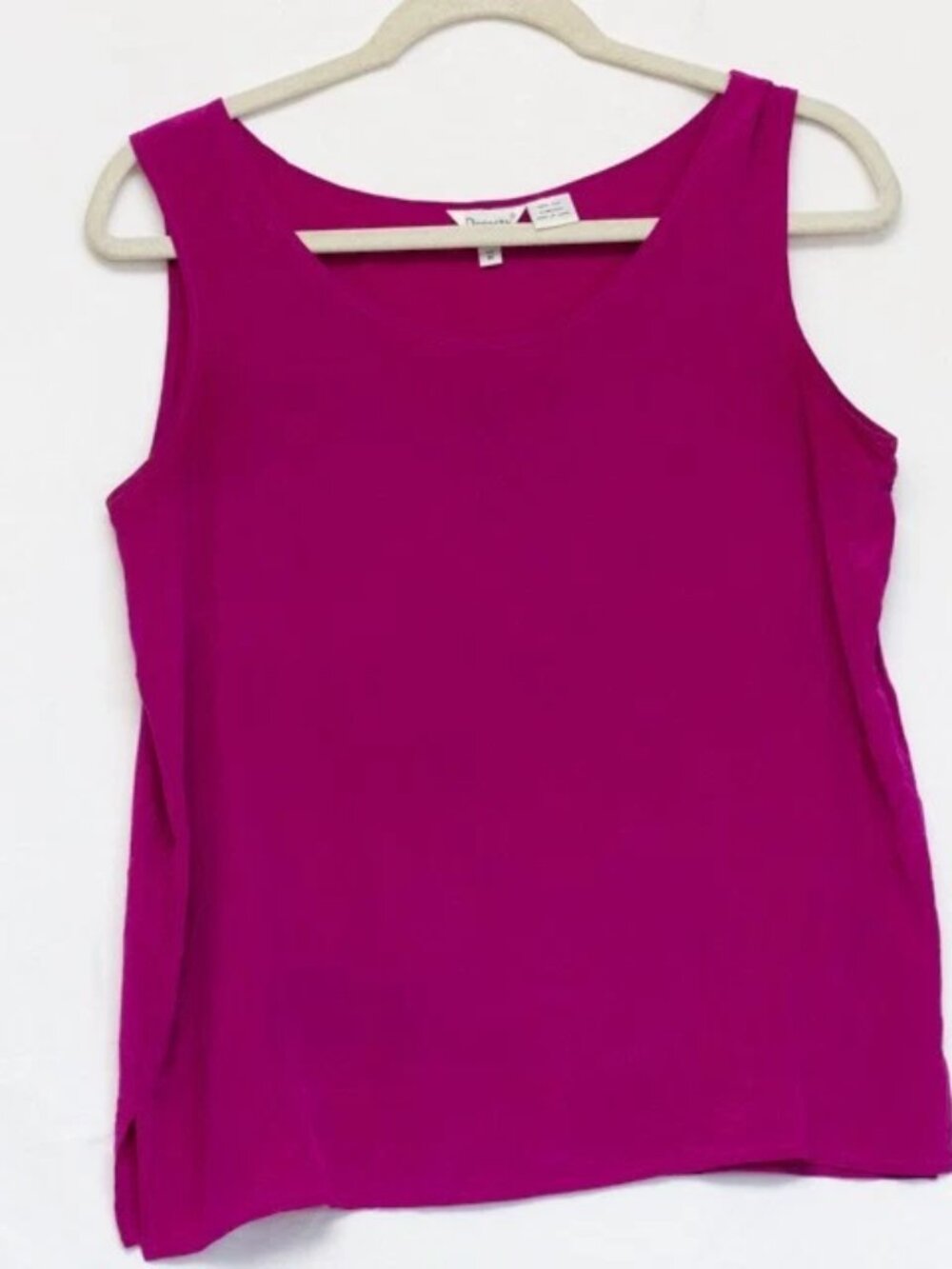 VTG Dorman 100% Silk Fushia Tank Top Minimalist Sz M Slip Layering Quiet Luxury